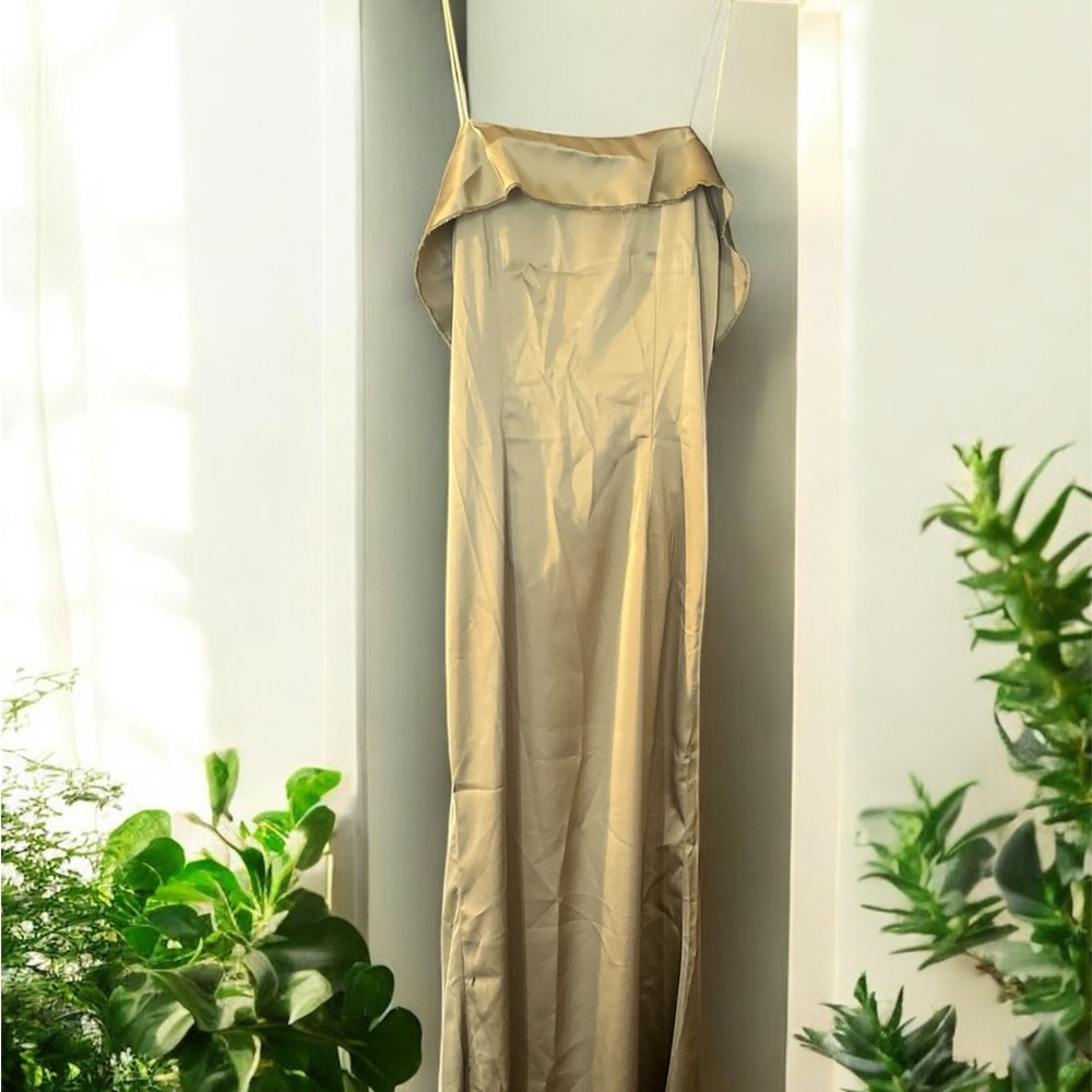 PrettyLittleThing Gold Maxi Gown Sleeveless Cowl Neck